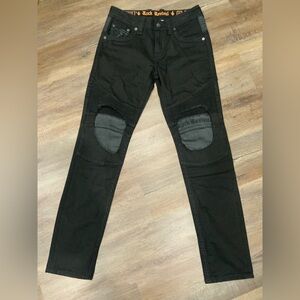 NWOT Rock Revival “Tiverton” Biker Black Denim Jeans Men’s Size 32X32